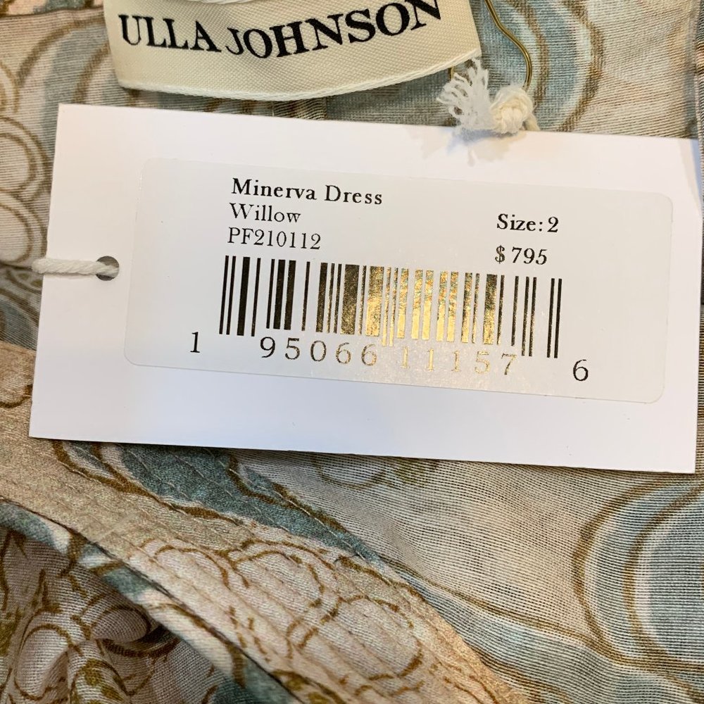 ULLA JOHNSON NWT Minerva Midi Organza Dress Color Willow Size 2 - Picture 4 of 12